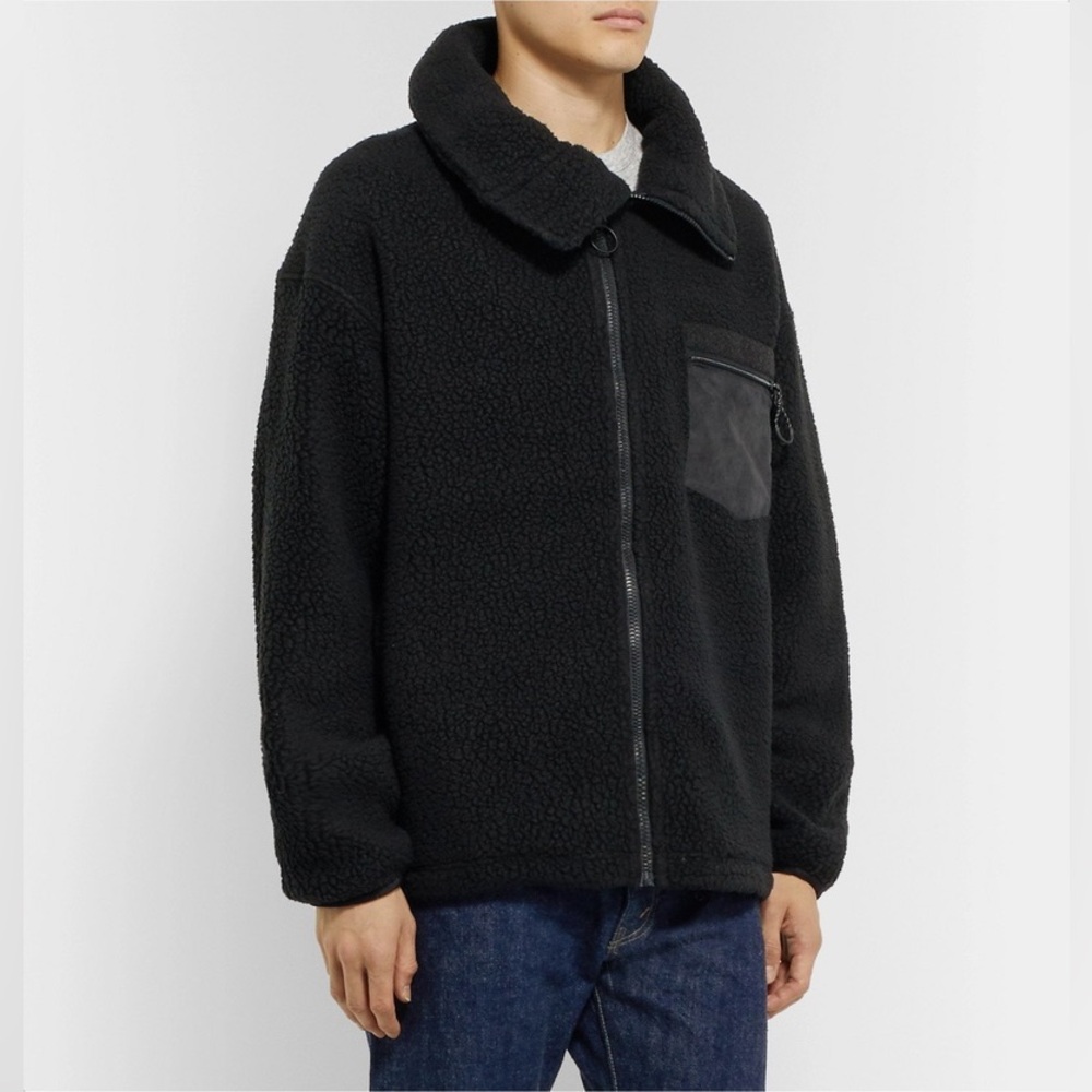 Nanamica Polartec Fleece Black Funnel Neck Oversized Loose Fit Zip Up Jacket